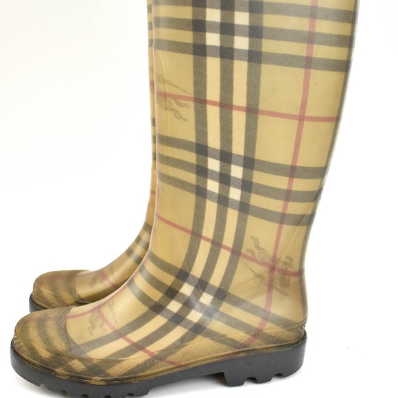 burberry nova check rain boots